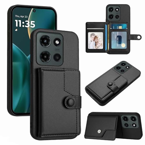 Moment Dextrad Schutzhülle für Moto G 2025, Kartenhalter, 5 mehrere Fächer, RFID-blockierend, TPU-Innenseite, doppellagig, Lederschutz, Standfunktion, Klapphülle für Moto G 5G 2025, Schwarz von Moment Dextrad