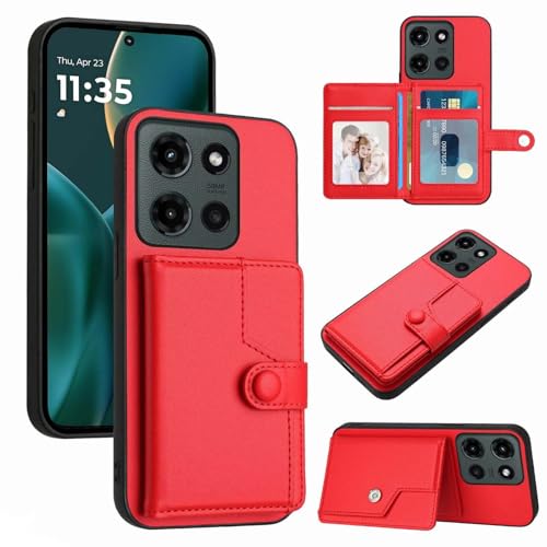 Moment Dextrad Schutzhülle für Moto G 2025, Kartenhalter, 5 mehrere Fächer, RFID-blockierend, TPU-Innenseite, doppellagig, Lederschutz, Standfunktion, Klapphülle für Moto G 5G 2025 (rot) von Moment Dextrad