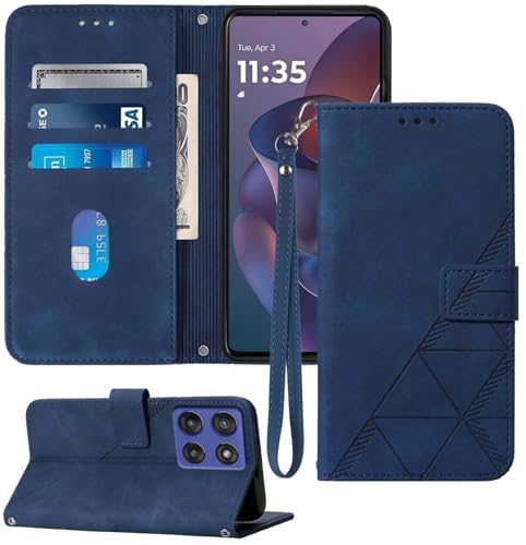 Moment Dextrad Schutzhülle für Moto G Stylus 2025, Kartenfächer, Handschlaufe, TPU-Innenseite, Standfunktion, PU-Leder, Folio-Schutzhülle für Moto G Stylus – 2025 (blau) von Moment Dextrad