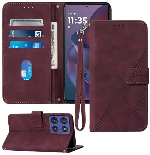 Moment Dextrad Schutzhülle für Moto G Stylus 2025, Kartenfächer, Handschlaufe, TPU-Innenseite, Standfunktion, PU-Leder, Folio-Schutzhülle für Moto G Stylus – 2025 (rot) von Moment Dextrad