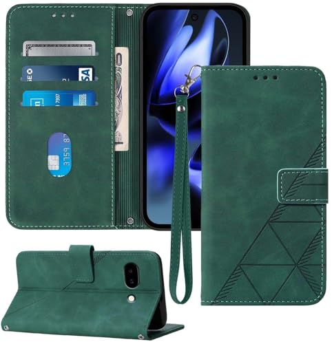 Moment Dextrad Schutzhülle für Pixel 9a, Brieftasche, Kartenfächer, Handschlaufe, TPU-Innenseite, Handy-Schutz, Ständer, PU-Leder, Folio-Schutzhülle für Google Pixel 9A 2025 (Grün) von Moment Dextrad