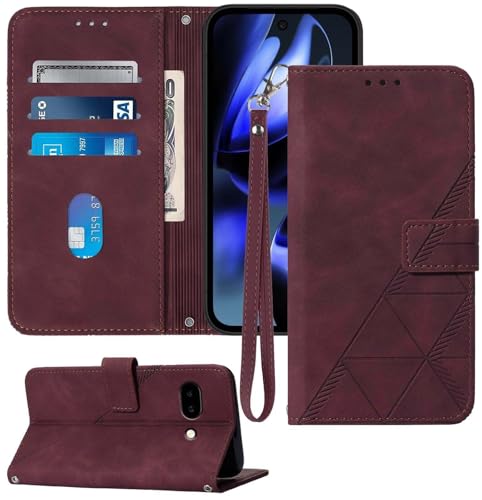 Moment Dextrad Schutzhülle für Pixel 9a, Brieftasche, Kartenfächer, Handschlaufe, TPU-Innenseite, Handy-Schutz, Ständer, PU-Leder, Folio-Schutzhülle für Google Pixel 9A 2025 (rot) von Moment Dextrad