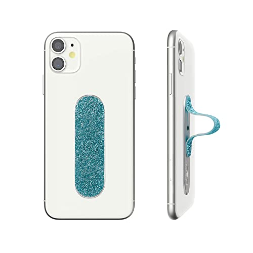 Momostick Flatstick - Smartphone Fingerhalter - Selfie Handyhalter - Handy Fingerhalterung Handy Halter Ständer Griff - Handy Halterung Handy Ring - Finger Handy Griff (Glitzer Himmelblau) von MOMO STICK