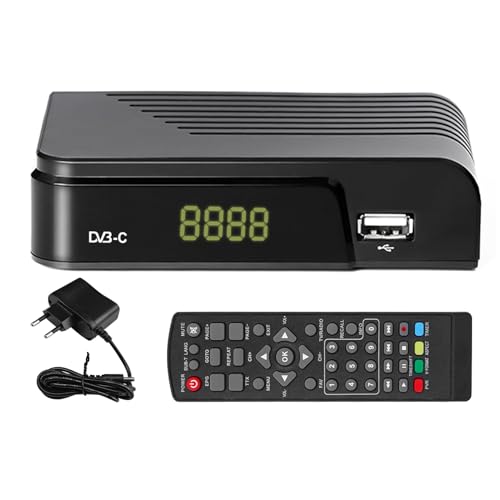Kabel Receiver DVB-C Digitaler terrestrischer Decoder, Combo (HD1080p/H.264,MPEG-2,HDTV,DVB-C, SCART, USB 2.0, PVR FullHD TV Kabelreceiver mit Fernbedienung und Kabel Kabel Receiver DVB-C Digitaler terrestrischer Decoder, Combo (HD1080p/H.264,MPEG-2,HDTV,DVB-C, SCART, USB 2.0, PVR FullHD TV Kabelreceiver mit Fernbedienung und Kabel von Momowin