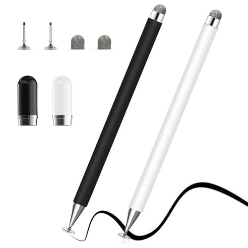 Momowin 2 in 1 Touchscreen iPad Stift,Geeignet für alle Tablets/Telefone, wie Apple Pencil 1.2 Generationen/iPad/iWatch/Samsung/Huawei/Xiaomi/Surface/Chrome Book, etc.(Schwarz+Weiß) von Momowin