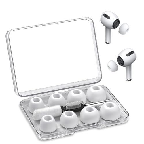 Momowin 4 Paar Airpods Pro/Airpods Pro 2 Silikon-Kopfhörer mit Geräuschunterdrückung, mit tragbarem Aufbewahrungsetui, inkl. Reinigungsbürste, Vier Paar Kopfhörer (XS/S/M/L) von Momowin