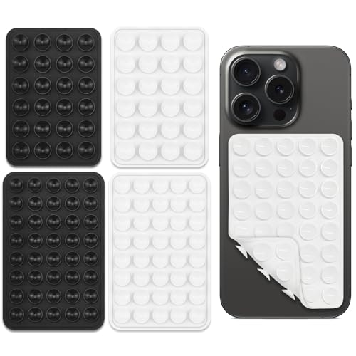 Momowin 4 Stück Doppelseitiger Saugnapf Handy, Silikon Handyhalterung Saugnapf zur Befestigung auf Jeder Glatten Oberfläche (Schwarz + Weiß, 24 + 40) von Momowin