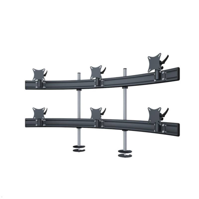 MonLines MTH226B Para 3+3 Monitor Tischhalter Einbau bis 32 Zoll, schwarz von MonLines
