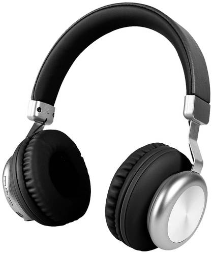 Monacor BAXX/SW Over Ear Kopfhörer Bluetooth®, kabelgebunden Schwarz, Silber Lautstärkeregelung von Monacor