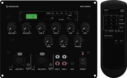 Monacor MXT-52MP3 Konsolen-Mischpult Anzahl Kanäle:6 USB-Anschluss von Monacor