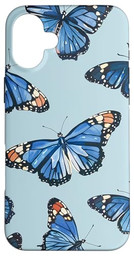 Blaues Monarch-Schmetterlingsmuster Hülle für iPhone 16 Plus Blaues Monarch-Schmetterlingsmuster Hülle für iPhone 16 Plus von Monarch Butterflies Accessories