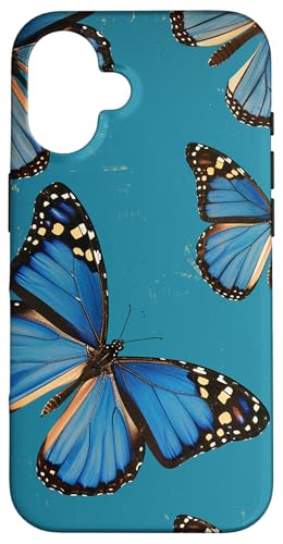 Blaues Monarch-Schmetterlingsmuster Hülle für iPhone 16 von Monarch Butterflies Accessories