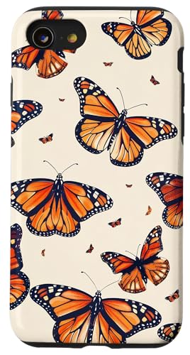Monarch Schmetterling Muster Weiß Hülle für iPhone SE (2020) / 7 / 8 von Monarch Butterflies Accessories