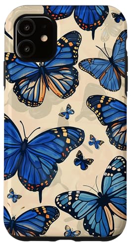 Monarch-Schmetterling-Muster auf blauem Hintergrund Hülle für iPhone 11 von Monarch Butterflies Accessories