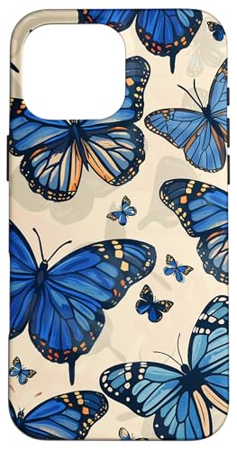 Monarch-Schmetterling-Muster auf blauem Hintergrund Hülle für iPhone 16 Pro Max Monarch-Schmetterling-Muster auf blauem Hintergrund Hülle für iPhone 16 Pro Max von Monarch Butterflies Accessories