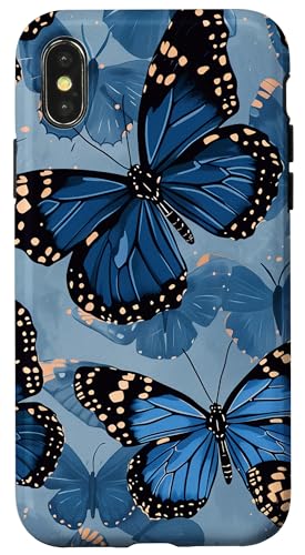 Monarch-Schmetterling-Muster auf blauem Hintergrund Hülle für iPhone X/XS Monarch-Schmetterling-Muster auf blauem Hintergrund Hülle für iPhone X/XS von Monarch Butterflies Accessories