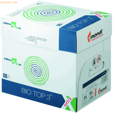 Mondi Multifunktionspapier Bio Top 3 A4 80 g weiß VE=2500 Blatt Mondi Multifunktionspapier Bio Top 3 A4 80 g weiß VE=2500 Blatt von Mondi