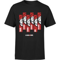 Money Heist Multi Mask Men's T-Shirt - Black - L von Money Heist