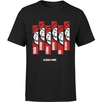 Money Heist Multi Mask Men's T-Shirt - Black - XL von Money Heist