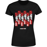 Money Heist Multi Mask Women's T-Shirt - Black - S von Money Heist