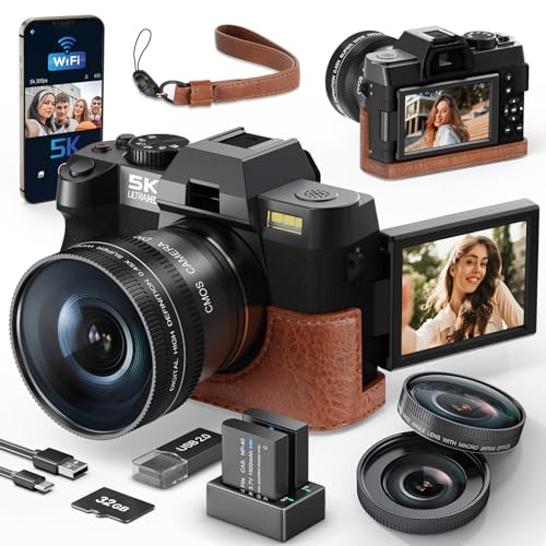 Monitech 48MP Digitalkamera 5K Videokamera Reversible Display Point and Shoot Kameras für Fotografie 16X Digitalzoom Digitalkameras für Fotografie Vlogging Kamera für YouTube mit 32GB Karte von Monitech