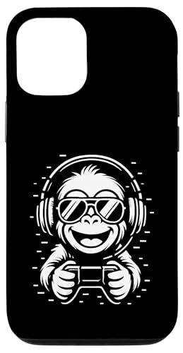 Cooler Gaming Affe mit Kopfhörer Musik und Controller Hülle für iPhone 12/12 Pro von Monkey DJ By GTSTDesign Store