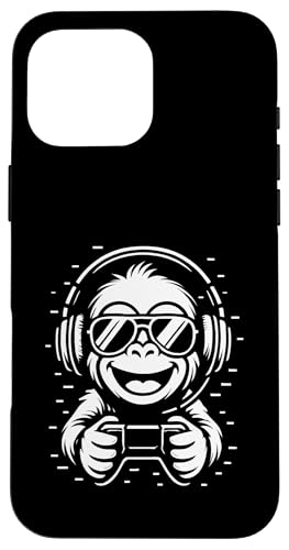 Cooler Gaming Affe mit Kopfhörer Musik und Controller Hülle für iPhone 16 Pro Max Cooler Gaming Affe mit Kopfhörer Musik und Controller Hülle für iPhone 16 Pro Max von Monkey DJ By GTSTDesign Store