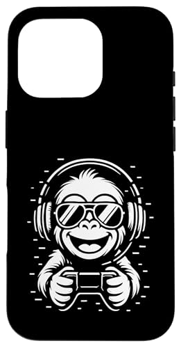 Cooler Gaming Affe mit Kopfhörer Musik und Controller Hülle für iPhone 16 Pro Cooler Gaming Affe mit Kopfhörer Musik und Controller Hülle für iPhone 16 Pro von Monkey DJ By GTSTDesign Store