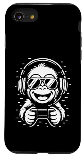 Cooler Gaming Affe mit Kopfhörer Musik und Controller Hülle für iPhone SE (2020) / 7 / 8 von Monkey DJ By GTSTDesign Store