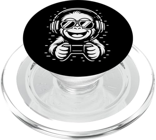 Cooler Gaming Affe mit Kopfhörer Musik und Controller PopSockets PopGrip für MagSafe Cooler Gaming Affe mit Kopfhörer Musik und Controller PopSockets PopGrip für MagSafe von Monkey DJ By GTSTDesign Store
