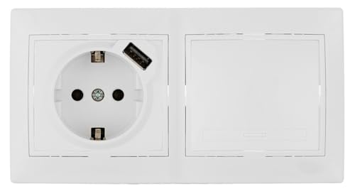 Elektrische Mechanismen – Europa-Serie – KIT-ERP-ROOM SCHUKO-Switch + Sockel mit USB-Ladegerät der EUROPA-Serie 2,1 A Elektrische Mechanismen – Europa-Serie – KIT-ERP-ROOM SCHUKO-Switch + Sockel mit USB-Ladegerät der EUROPA-Serie 2,1 A von Monkey Ladder