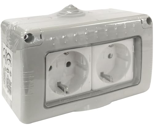 Wasserdichte Serie - 041007 Doppelfuß Schuko Standfuß IP55, 10 A, 250 V von Monkey Ladder