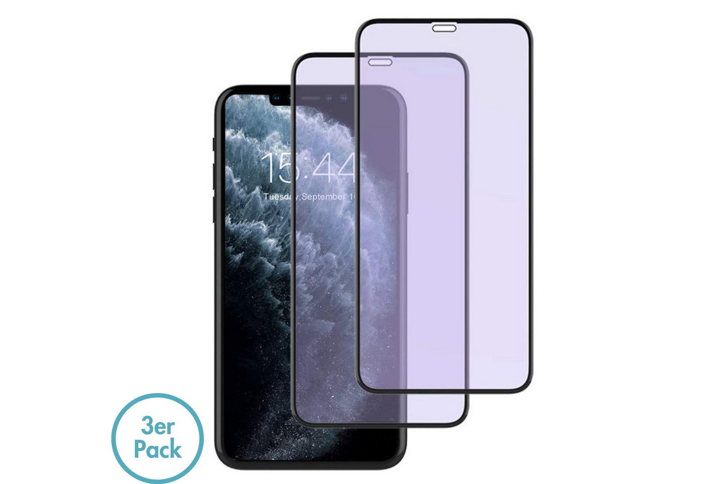 MonkeyTEC 3er-Set Displayschutzfolie 9H Augenschutz Anti-Blaulicht Apple iPhone für Smartphone, Displayschutzfolie, Komplettset, 3 Stück, Augenschonend, Anti-Blaulicht von MonkeyTEC