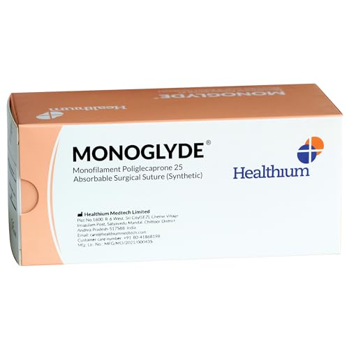 HEALTHIUM - MONOGLYDE - absorbierbare Monofilament-Naht aus Polyglecapron 25, C3, Nadel 25 mm, Naht 70 cm, 22903 von HEALTHIUM