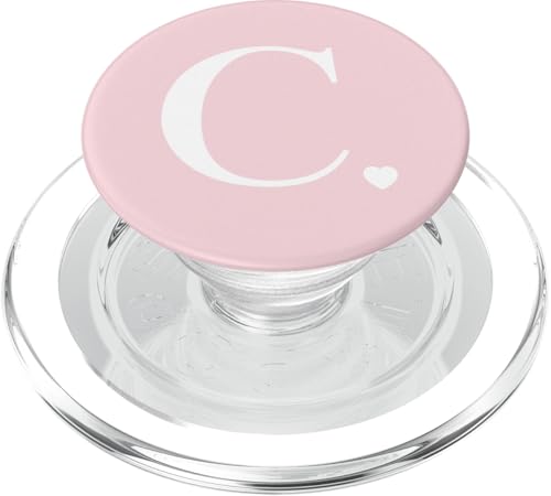 Hellrosa weißer Monogramm Buchstabe C Initiale Herz Design PopSockets PopGrip für MagSafe Hellrosa weißer Monogramm Buchstabe C Initiale Herz Design PopSockets PopGrip für MagSafe von Monogram Letter Design
