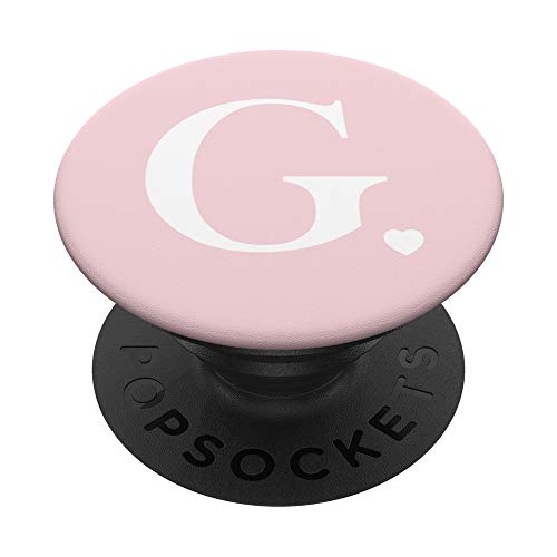 Hellrosa weißer Monogramm Buchstabe G Initiale Herz Design PopSockets mit austauschbarem PopGrip Hellrosa weißer Monogramm Buchstabe G Initiale Herz Design PopSockets mit austauschbarem PopGrip von Monogram Letter Design