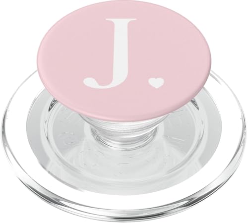 Hellrosa weißer Monogramm Buchstabe J Initiale Herz Design PopSockets PopGrip für MagSafe Hellrosa weißer Monogramm Buchstabe J Initiale Herz Design PopSockets PopGrip für MagSafe von Monogram Letter Design