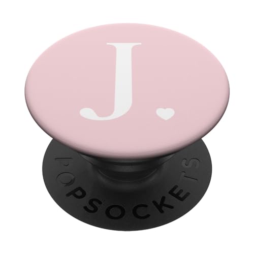 Hellrosa weißer Monogramm Buchstabe J Initiale Herz Design PopSockets Klebender PopGrip Hellrosa weißer Monogramm Buchstabe J Initiale Herz Design PopSockets Klebender PopGrip von Monogram Letter Design