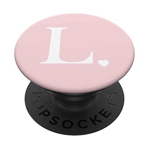 Hellrosa weißer Monogramm Buchstabe L Initiale Herz Design PopSockets mit austauschbarem PopGrip Hellrosa weißer Monogramm Buchstabe L Initiale Herz Design PopSockets mit austauschbarem PopGrip von Monogram Letter Design