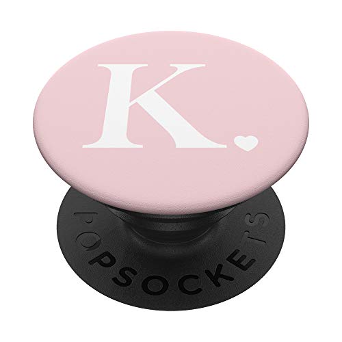 Hellrosa-weißes Monogramm-Buchstabe K, Initialen-Herz-Design PopSockets mit austauschbarem PopGrip Hellrosa-weißes Monogramm-Buchstabe K, Initialen-Herz-Design PopSockets mit austauschbarem PopGrip von Monogram Letter Design