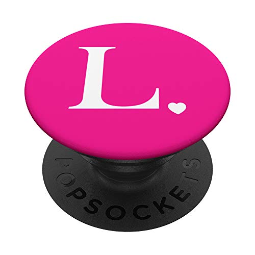 Monogramm-Buchstabe L mit Initiale in Herzform, Pink / Weiß PopSockets mit austauschbarem PopGrip Monogramm-Buchstabe L mit Initiale in Herzform, Pink / Weiß PopSockets mit austauschbarem PopGrip von Monogram Letter Design
