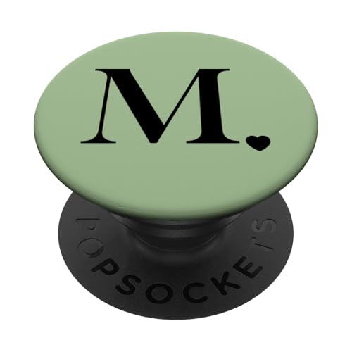 Süßer Matcha grüner Monogramm Buchstabe M Initiale Herz Design PopSockets Klebender PopGrip Süßer Matcha grüner Monogramm Buchstabe M Initiale Herz Design PopSockets Klebender PopGrip von Monogram Letter Design