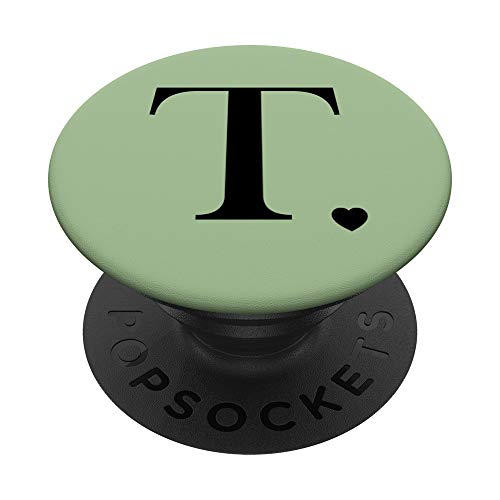Süßer Matcha-grüner Monogramm Buchstabe T Initiale Herz Design PopSockets mit austauschbarem PopGrip Süßer Matcha-grüner Monogramm Buchstabe T Initiale Herz Design PopSockets mit austauschbarem PopGrip von Monogram Letter Design
