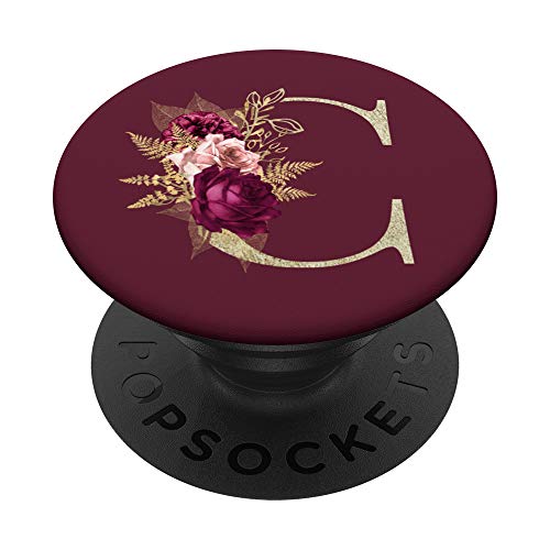 Maroon Floral Initial C Monogramm Blumen PopSockets mit austauschbarem PopGrip Maroon Floral Initial C Monogramm Blumen PopSockets mit austauschbarem PopGrip von Monogrammed Gifts