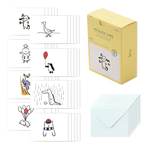 Monolike Message Buddy Karte – Mix 40 Mini-Einzelkarten, 20 Umschläge von Monolike
