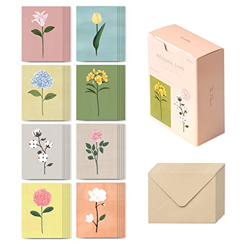 Monolike Nachrichtenkarte Die Blume - Mix 40 Karten, 20 Umschläge, emotionale und anspruchsvolle Mini-Karten von Monolike