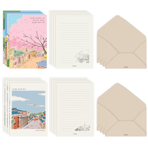 Monolike Seoul Briefpapier und Umschläge Set - 8 Type, 32 Briefpapier + 16 Umschläge Monolike Seoul Briefpapier und Umschläge Set - 8 Type, 32 Briefpapier + 16 Umschläge von Monolike