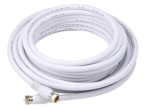 Monoprice 104060 25 Ft RG6 18 AWG 75 Ohm Quad Shield CL2 Koaxialkabel mit F Type Connector – weiß von Monoprice