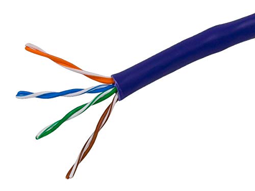 Monoprice 108598 Cat5e Ethernet-Kabel, Netzwerk-Internetkabel, solide, 350 MHz, UTP, CMR, Riser bewertet, reiner Kupferdraht, 24 AWG, 305 m, Violett von Monoprice