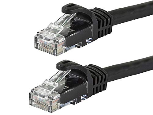 Monoprice Cat5e Ethernet-Patchkabel – 30,5 m – Schwarz | Snagless RJ45, Strangiert, 350 MHz, UTP, reines blankes Kupferdraht, 24 AWG – Flexboot Serie von Monoprice